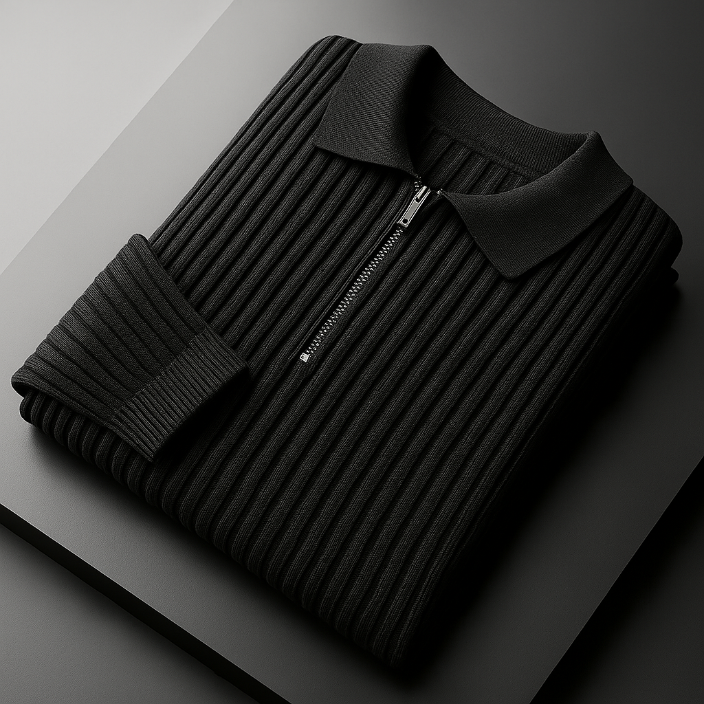 Lucas | Men's Cotton Ribbed Quarter-Zip Sweater