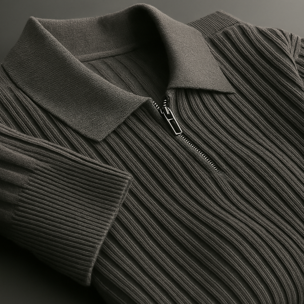 Lucas | Men's Cotton Ribbed Quarter-Zip Sweater