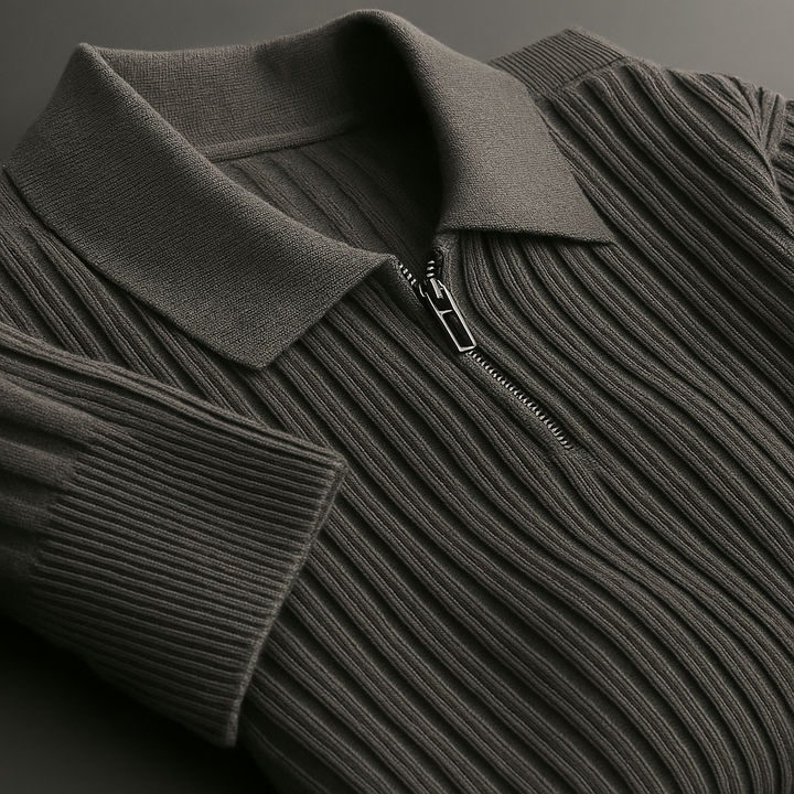 Lucas | Men's Cotton Ribbed Quarter-Zip Sweater