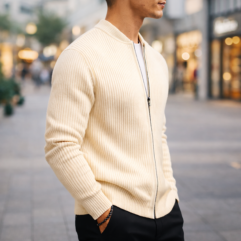 Luke | Men's Wool Zip-Up Cardigan