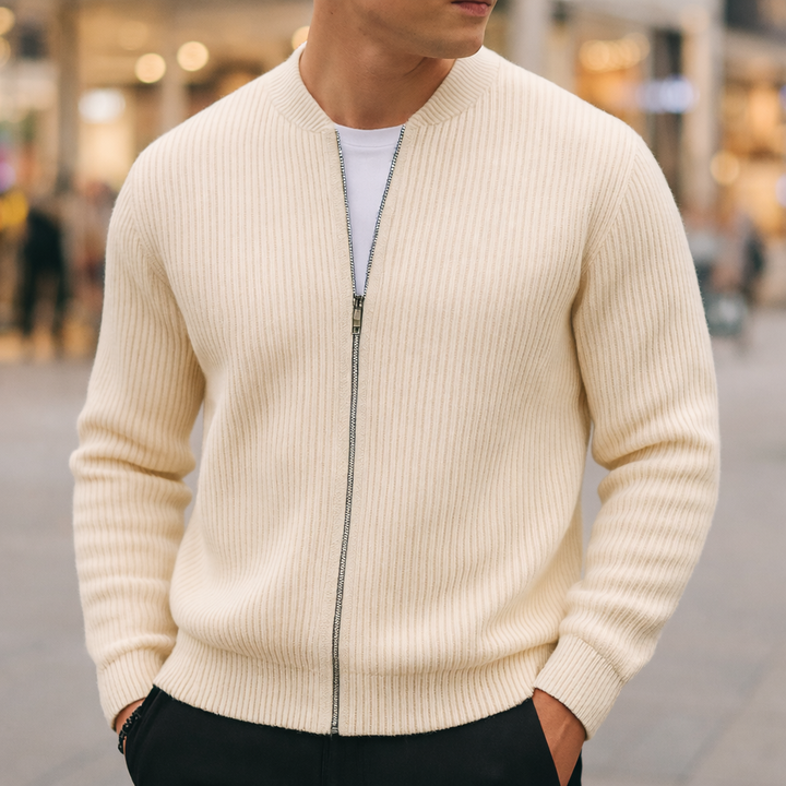 Luke | Men's Wool Zip-Up Cardigan
