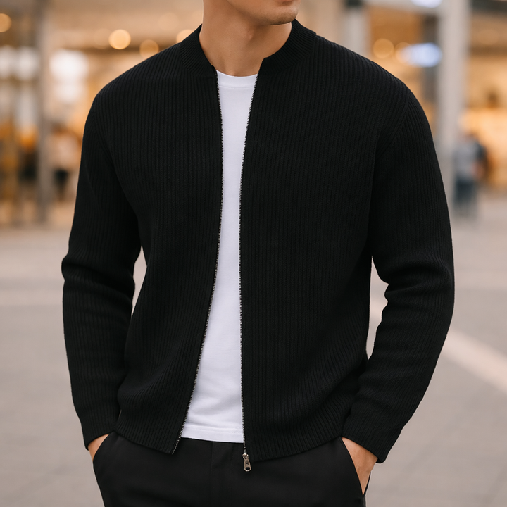 Luke | Men's Wool Zip-Up Cardigan