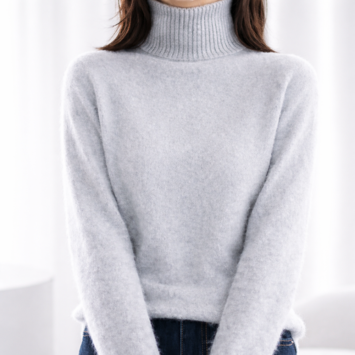 Maya | Women's Mink Cashmere Ribbed Turtleneck Sweater