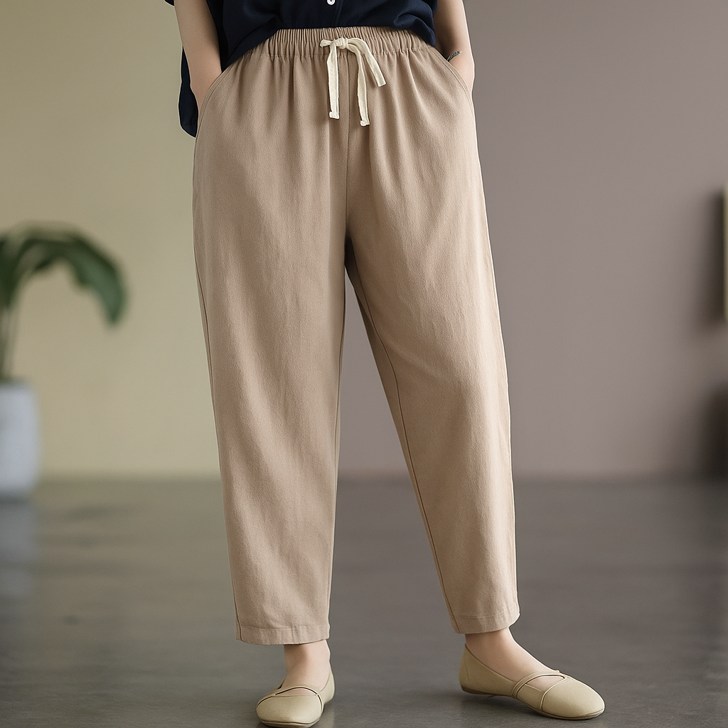 Women's Linen Drawstring Casual Trousers