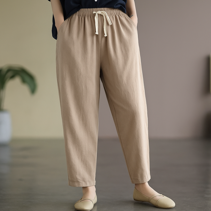 Women's Linen Drawstring Casual Trousers
