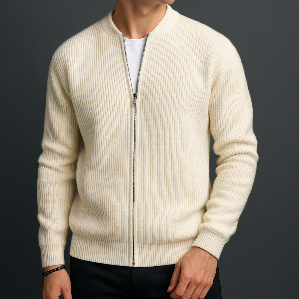 Luke | Men's Wool Zip-Up Cardigan