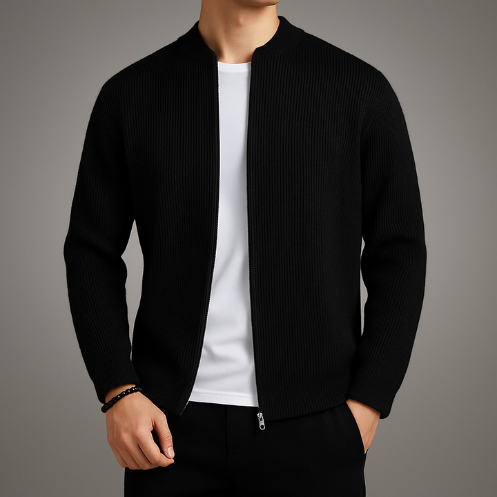 Luke | Men's Wool Zip-Up Cardigan