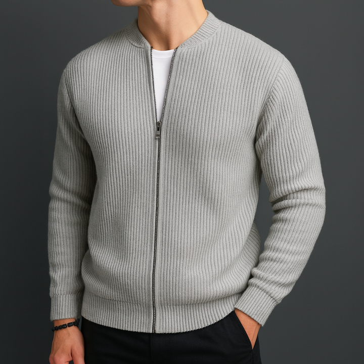 Luke | Men's Wool Zip-Up Cardigan