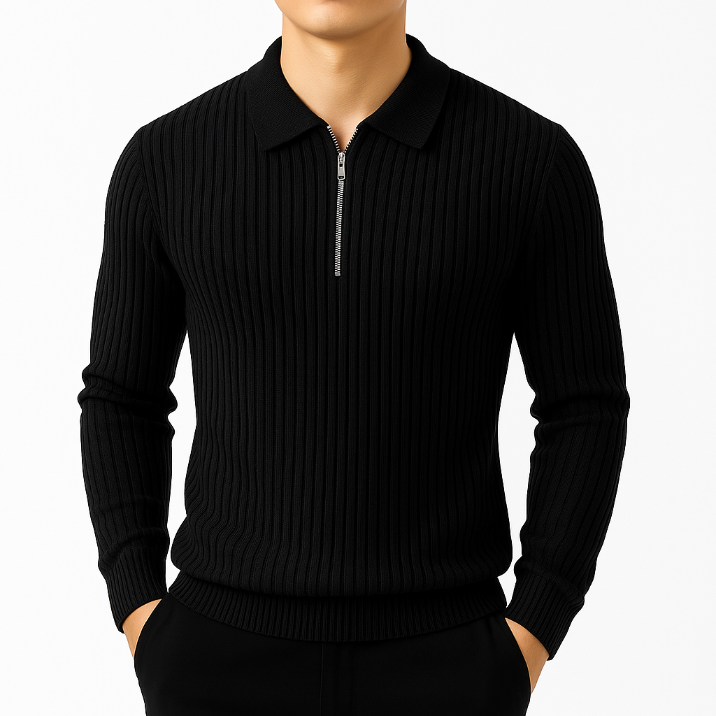 Mason | Men's Cotton Ribbed Quarter-Zip Sweater