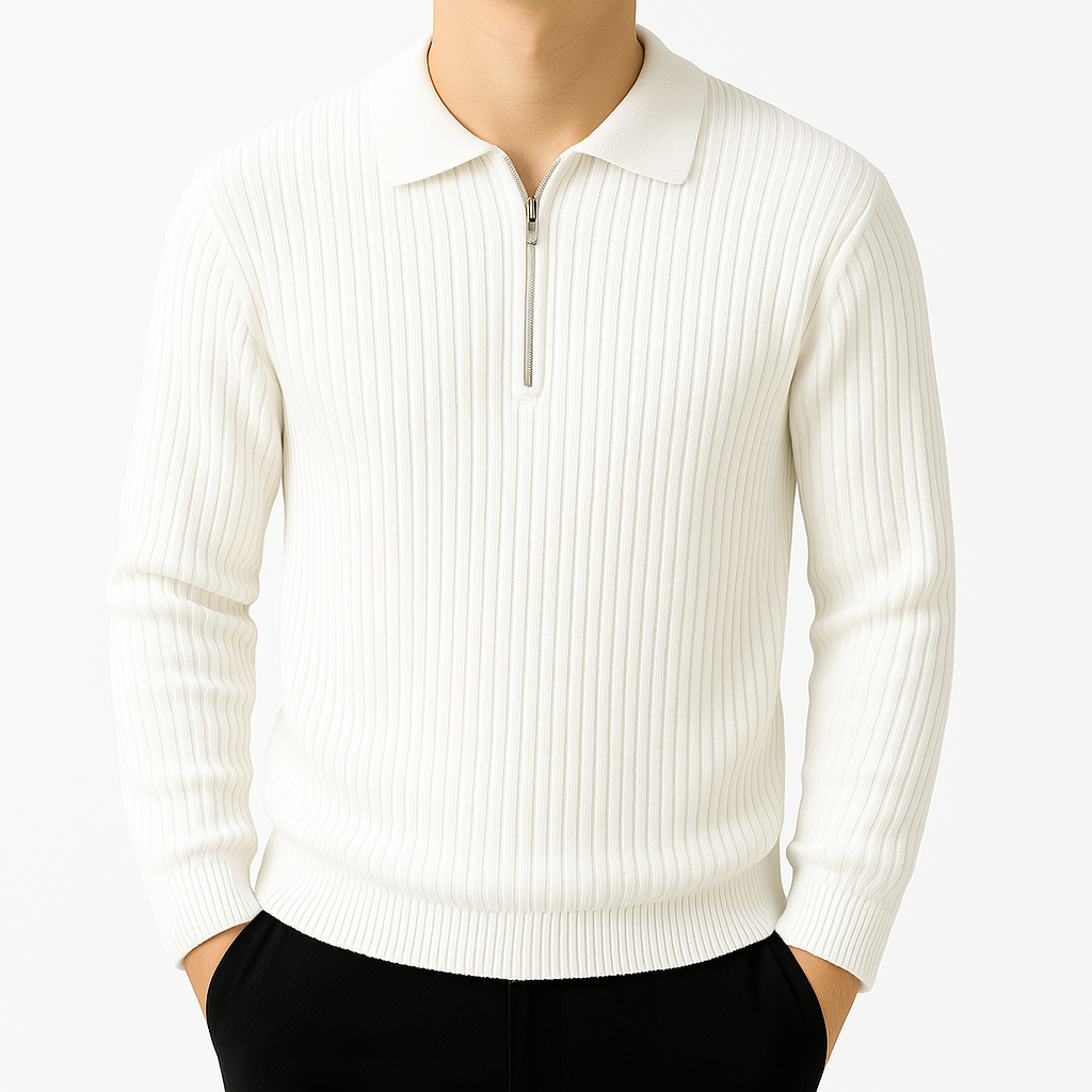 Mason | Men's Cotton Ribbed Quarter-Zip Sweater