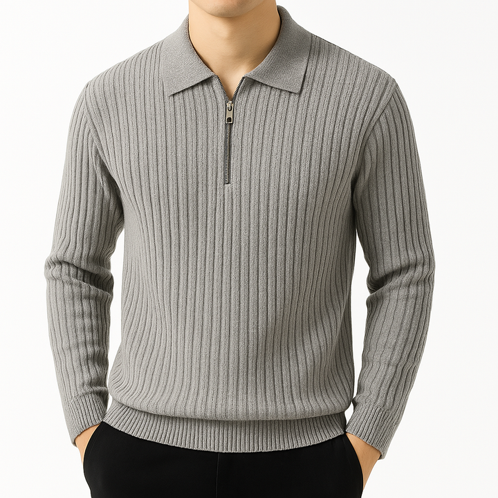 Mason | Men's Cotton Ribbed Quarter-Zip Sweater