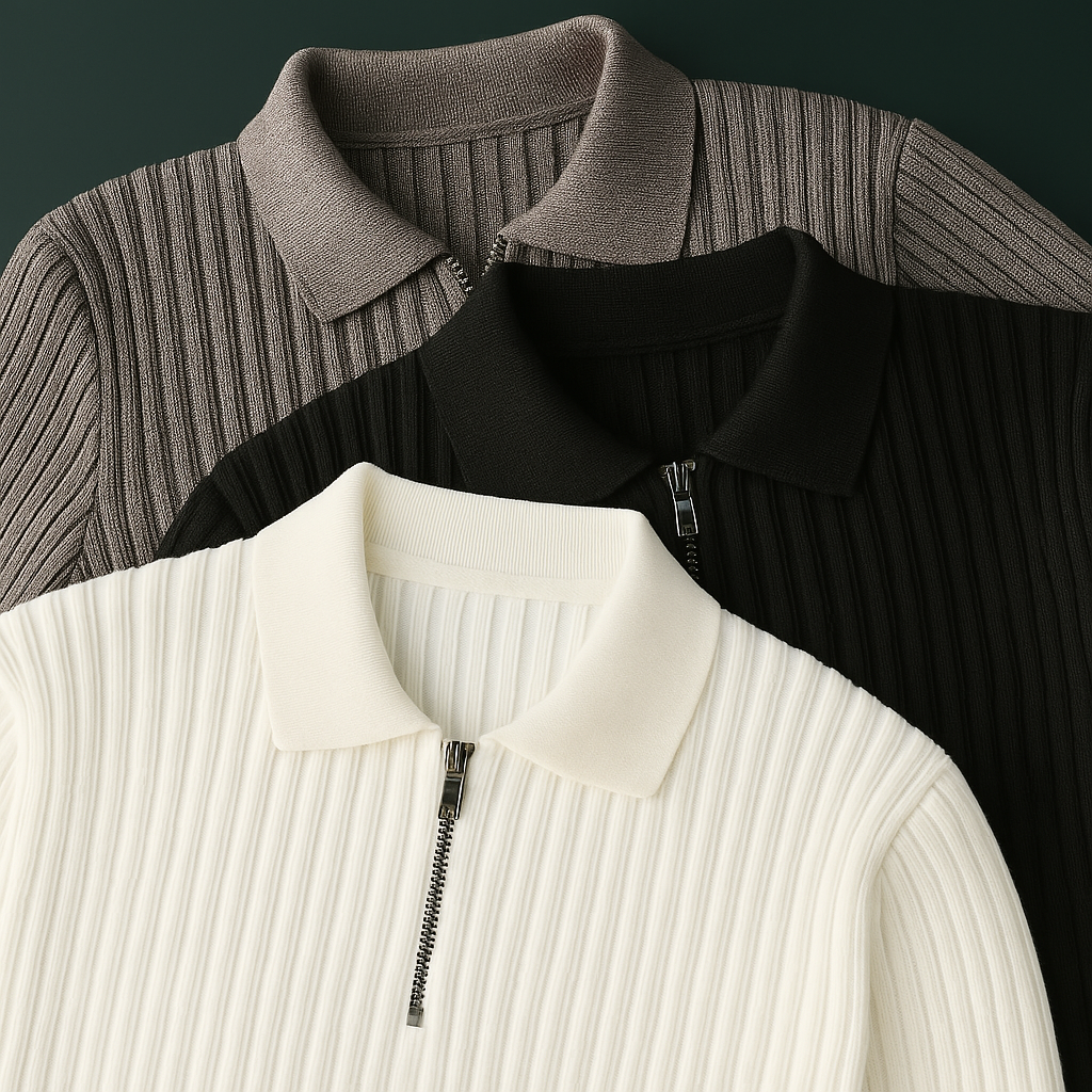 Mason | Men's Cotton Ribbed Quarter-Zip Sweater