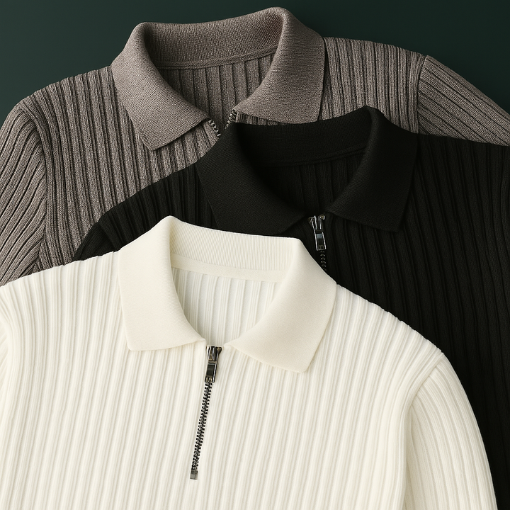 Mason | Men's Cotton Ribbed Quarter-Zip Sweater