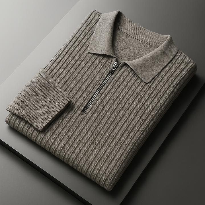 Lucas | Men's Cotton Ribbed Quarter-Zip Sweater