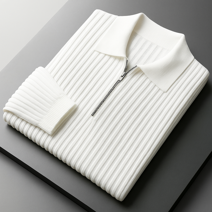 Lucas | Men's Cotton Ribbed Quarter-Zip Sweater