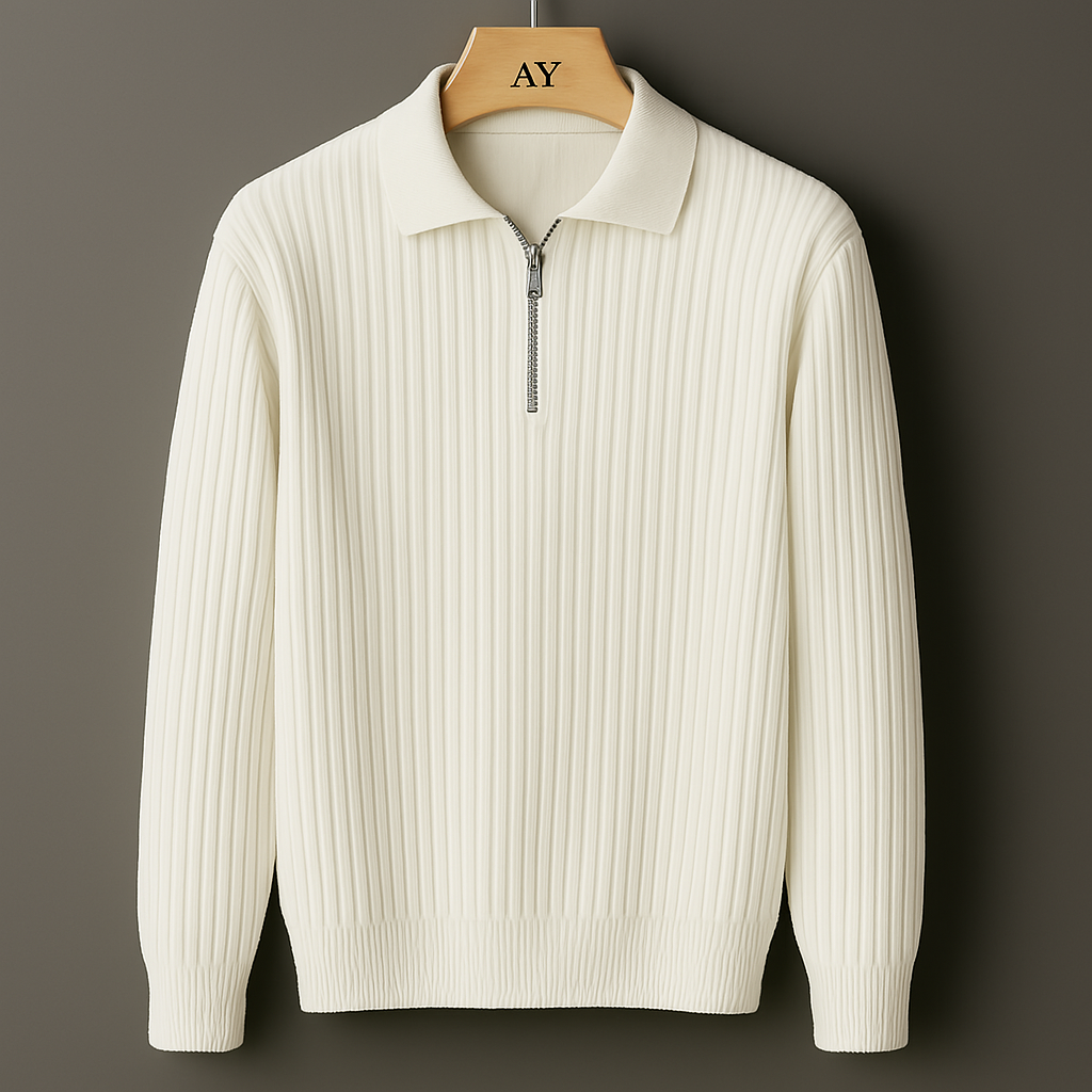 Lucas | Men's Cotton Ribbed Quarter-Zip Sweater