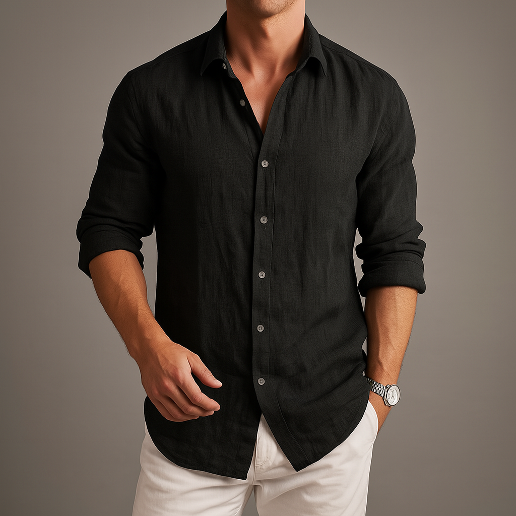 Men's Linen Button-Up Casual Summer Shirt