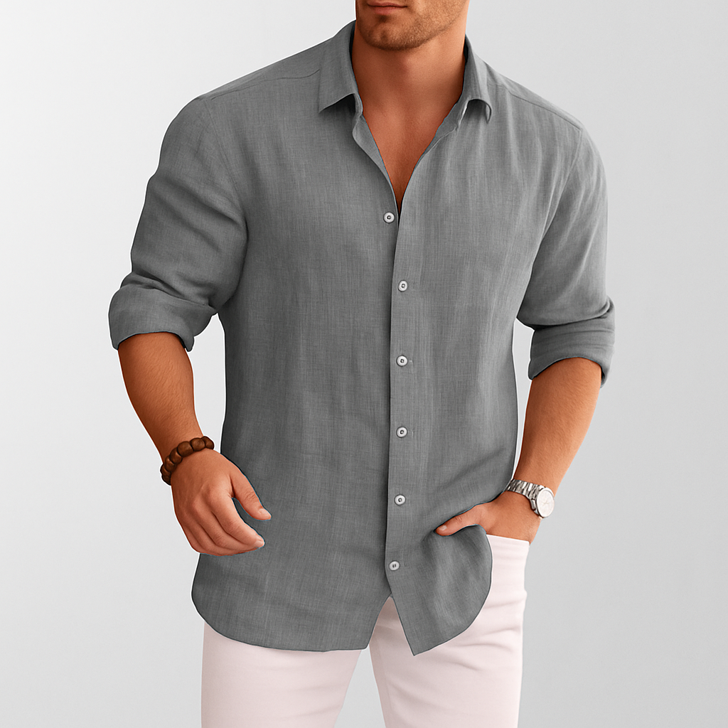 Men's Linen Button-Up Casual Summer Shirt
