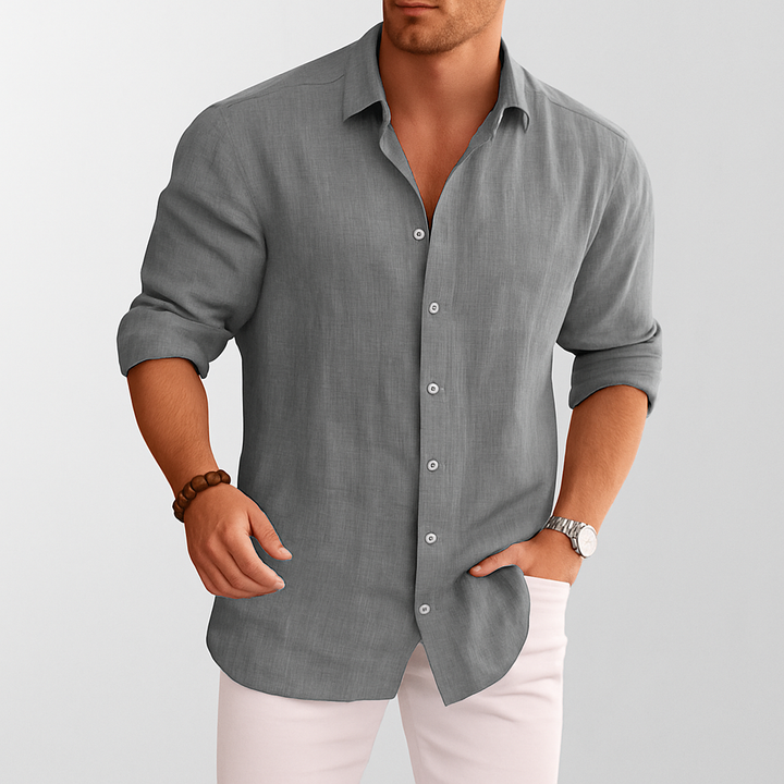Men's Linen Button-Up Casual Summer Shirt