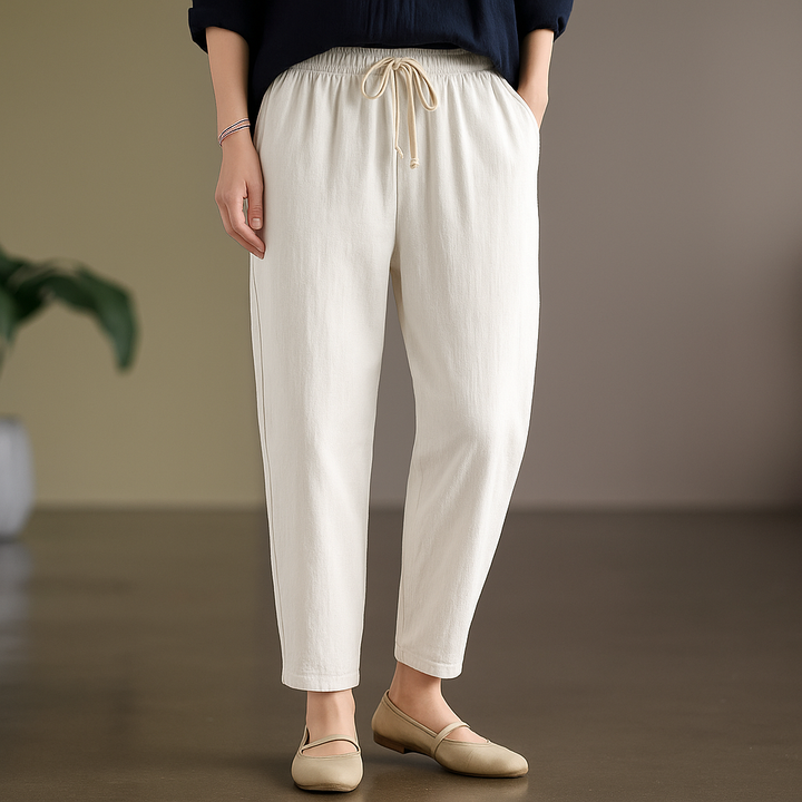 Women's Linen Drawstring Casual Trousers