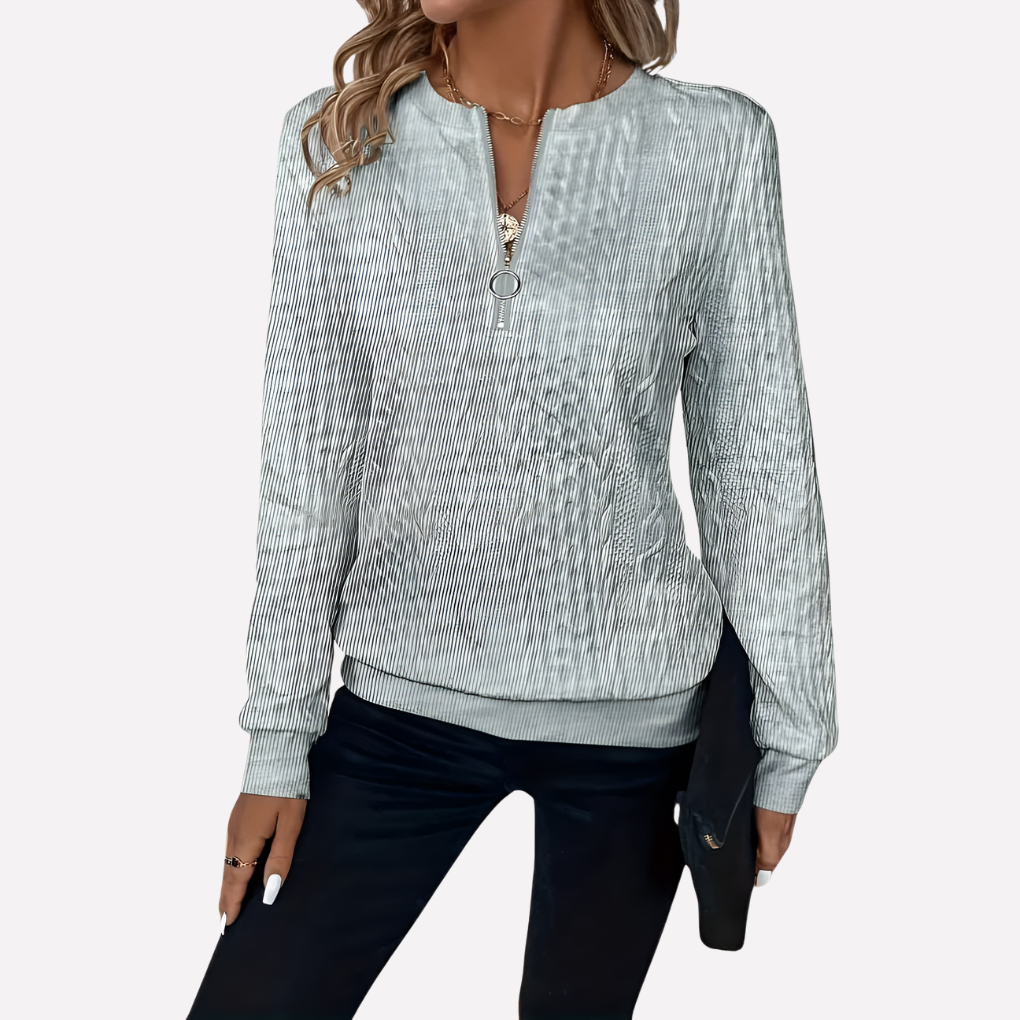 Women's Zip Collar Cable Knit Sweater