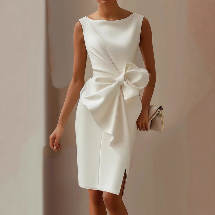 Samantha | Women's Cocktail Midi Dress for Weddings and Events-The Yellow Prime