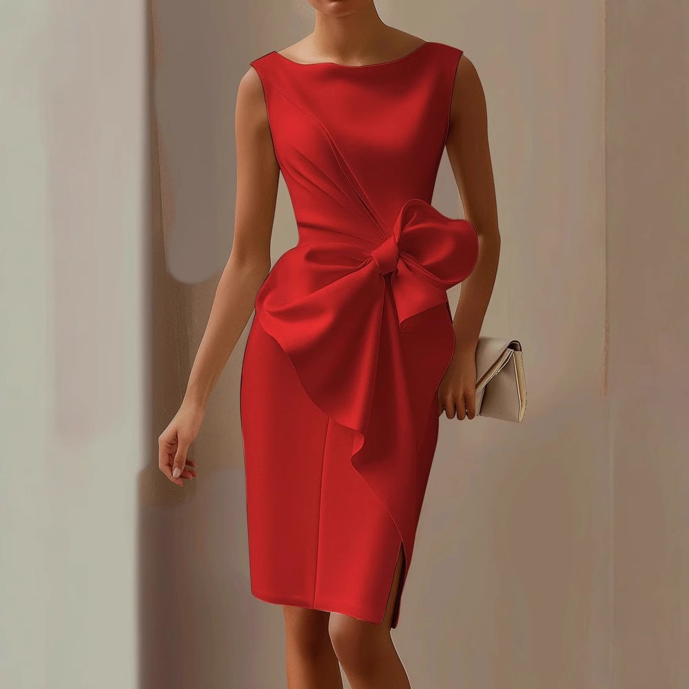 Samantha | Women's Cocktail Midi Dress for Weddings and Events-The Yellow Prime