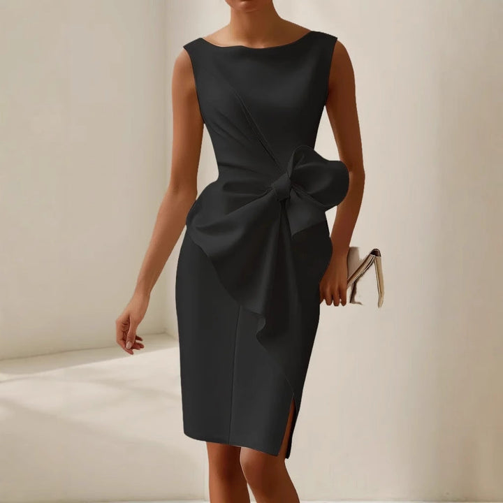 Samantha | Women's Cocktail Midi Dress for Weddings and Events-The Yellow Prime