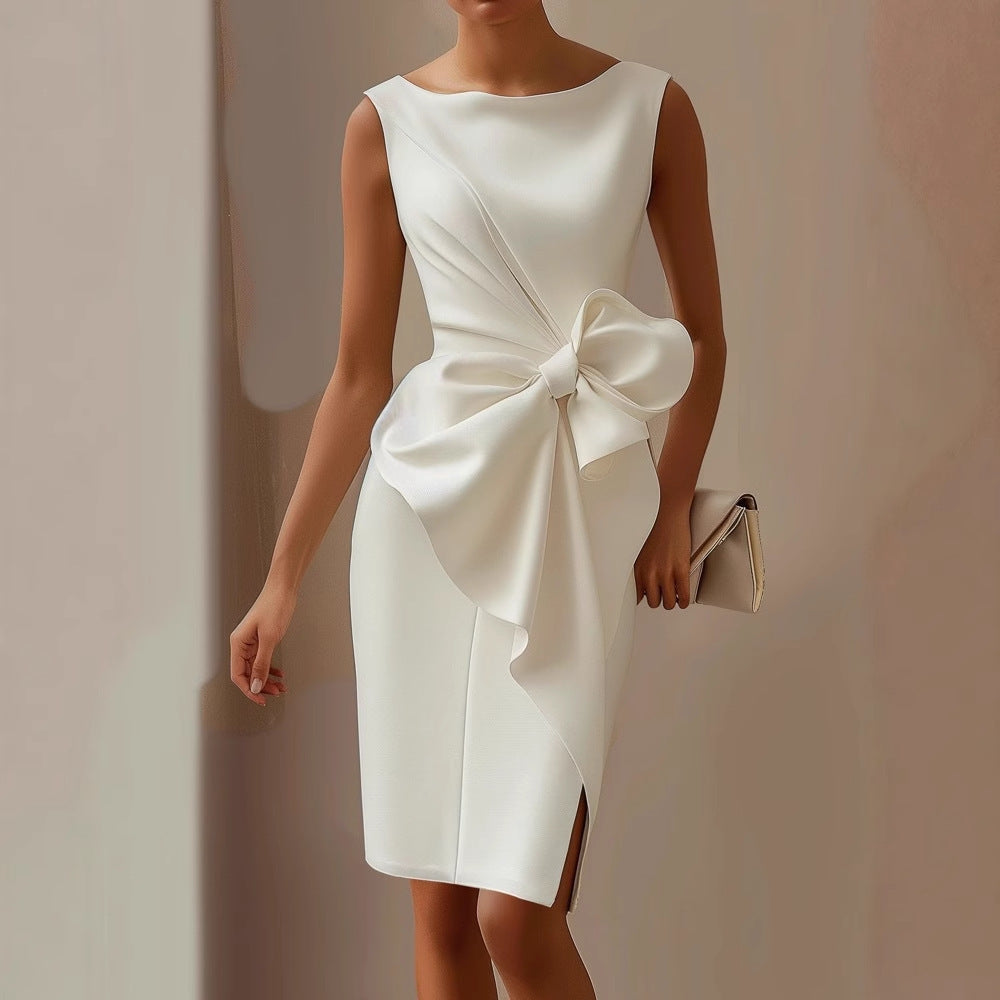 Samantha | Women's Cocktail Midi Dress for Weddings and Events-The Yellow Prime