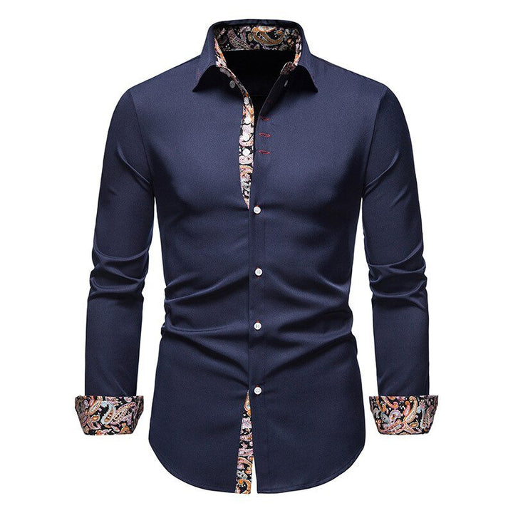 Christopher | Men's Dress Shirt with Floral Cuff Design-The Yellow Prime