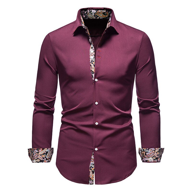 Christopher | Men's Dress Shirt with Floral Cuff Design-The Yellow Prime