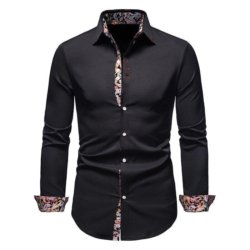 Christopher | Men's Dress Shirt with Floral Cuff Design-The Yellow Prime