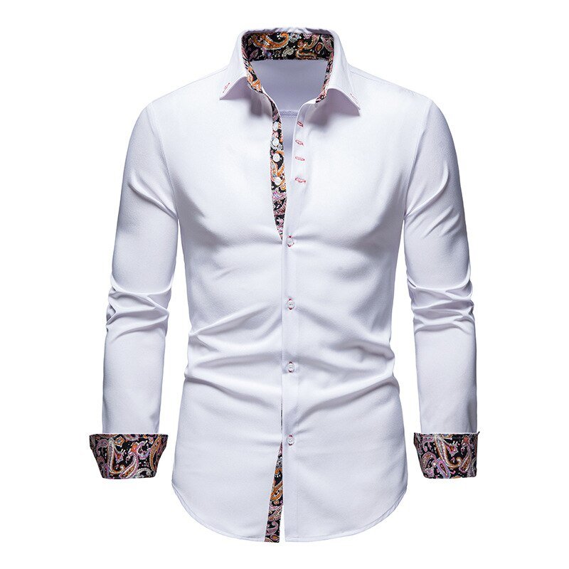 Christopher | Men's Dress Shirt with Floral Cuff Design-The Yellow Prime