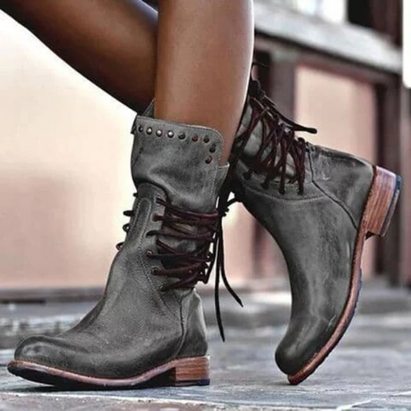 Ciss | Women's Vintage Lace-Up Boots-The Yellow Prime