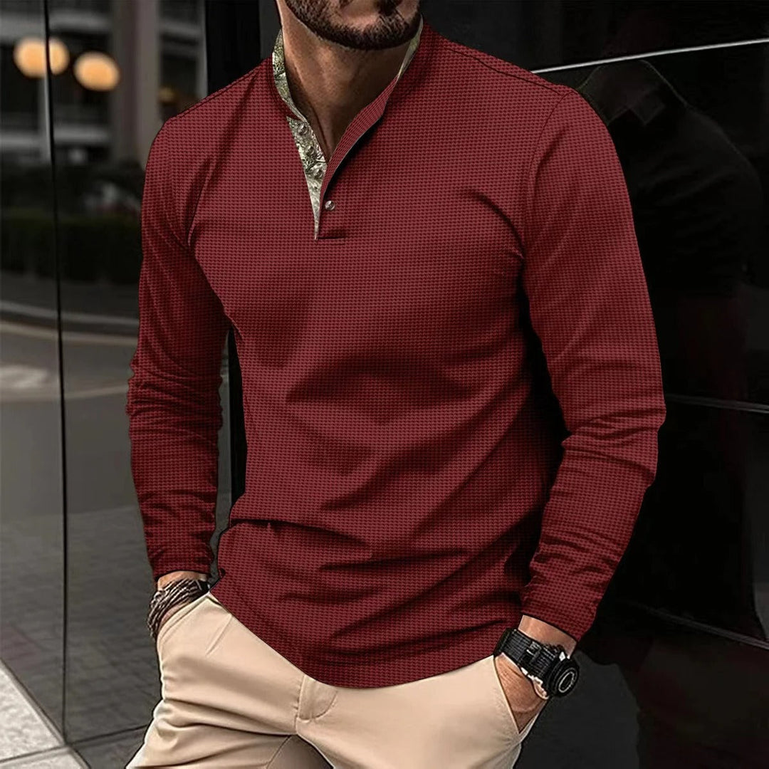 John | Men's Long Sleeve Casual Polo Shirt-The Yellow Prime