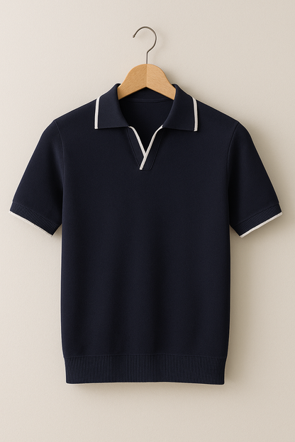 Colin | Men's Short Sleeve Knit Polo Shirt-The Yellow Prime