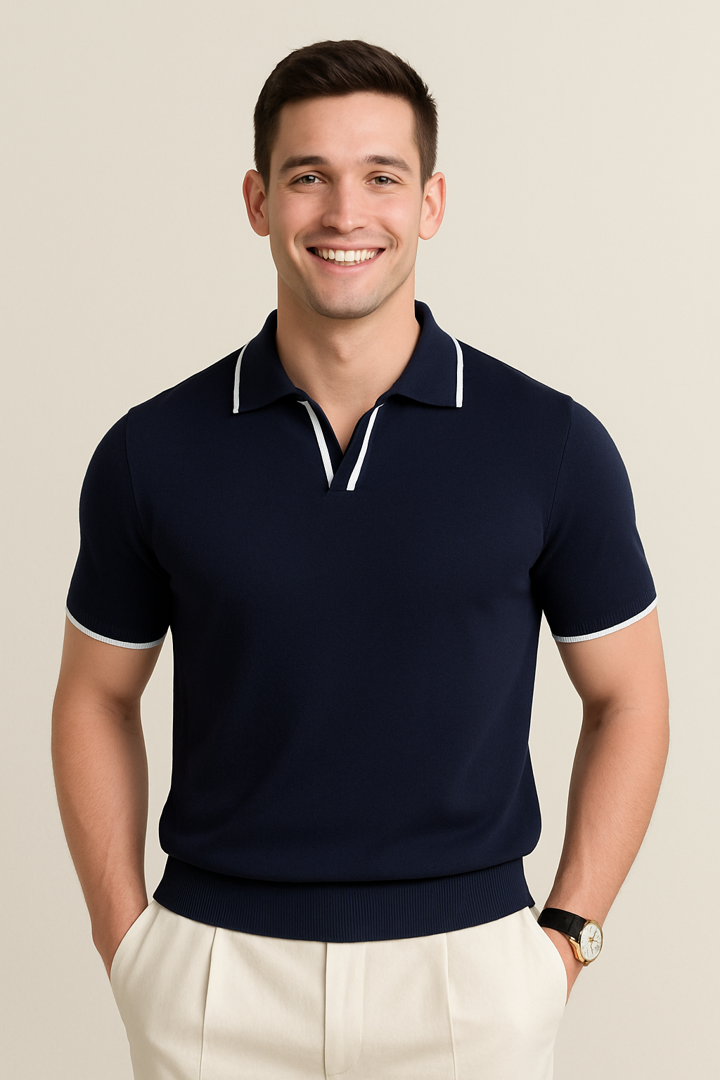 Colin | Men's Short Sleeve Knit Polo Shirt-The Yellow Prime