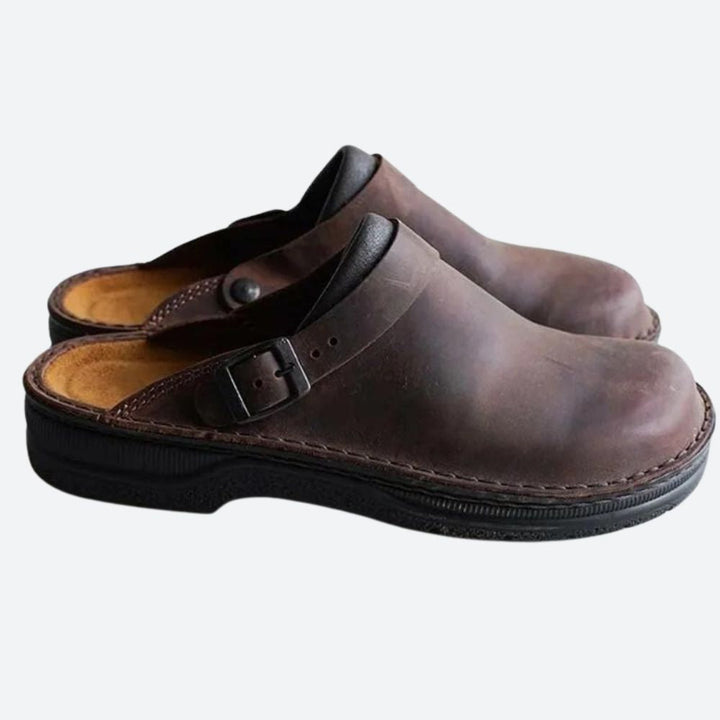 Comfortable Orthopedic Leather Slippers for Men - Stylish Design-The Yellow Prime