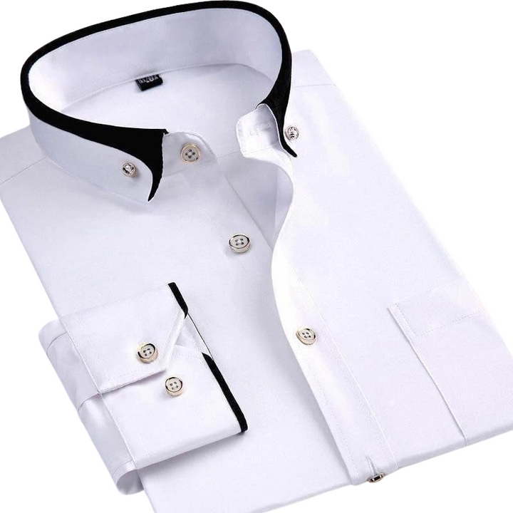 Men's Contrast Collar Dress Shirt-The Yellow Prime
