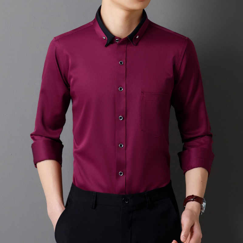 Men's Contrast Collar Dress Shirt-The Yellow Prime