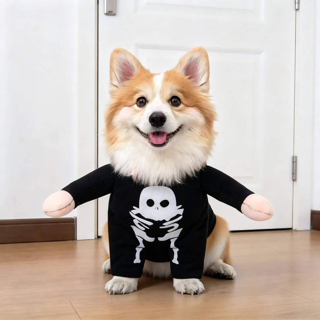 Costume da cane inquietante di Halloween con braccia imbottite per dolcetto o scherzetto