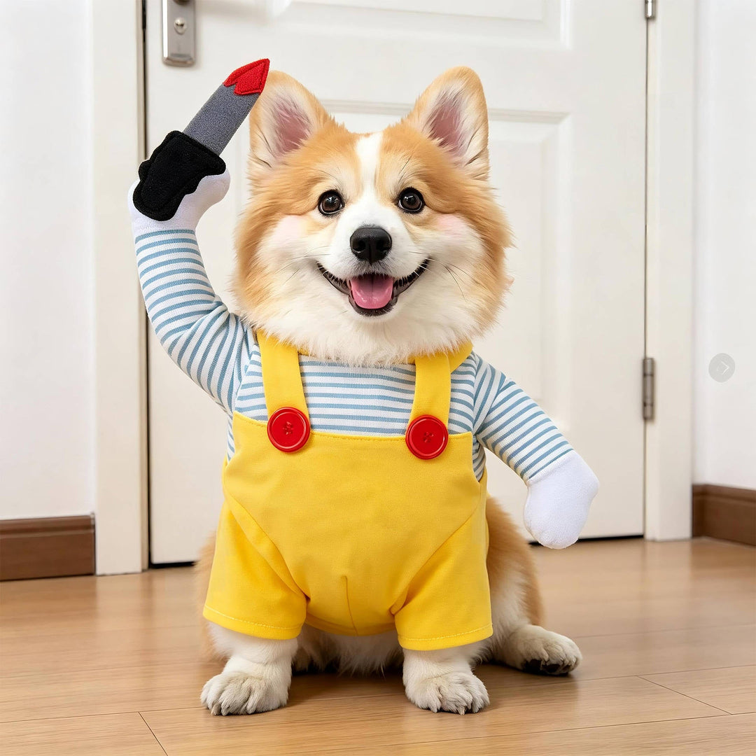 Costume da cane inquietante di Halloween con braccia imbottite per dolcetto o scherzetto