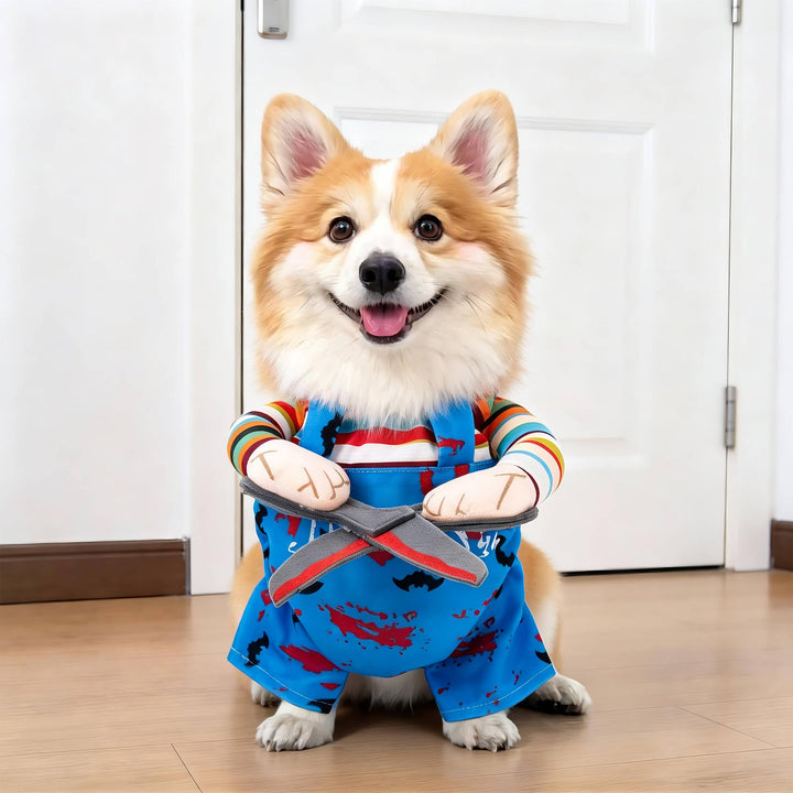 Costume da cane inquietante di Halloween con braccia imbottite per dolcetto o scherzetto