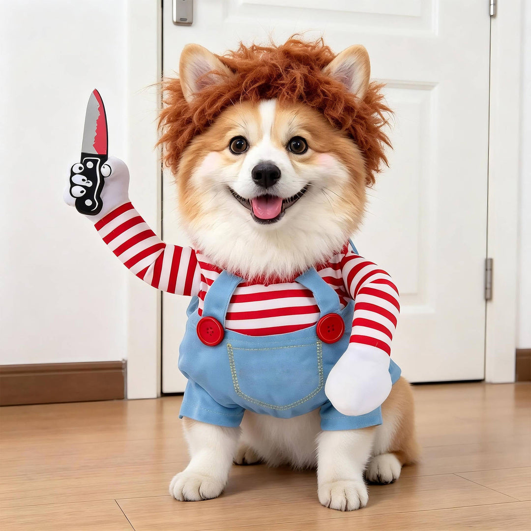 Costume da cane inquietante di Halloween con braccia imbottite per dolcetto o scherzetto