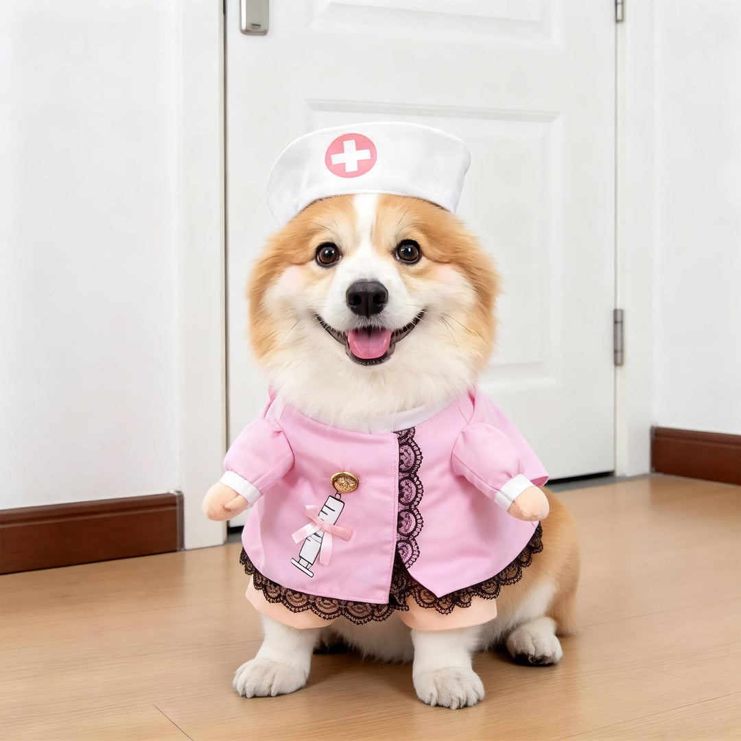 Costume da cane inquietante di Halloween con braccia imbottite per dolcetto o scherzetto