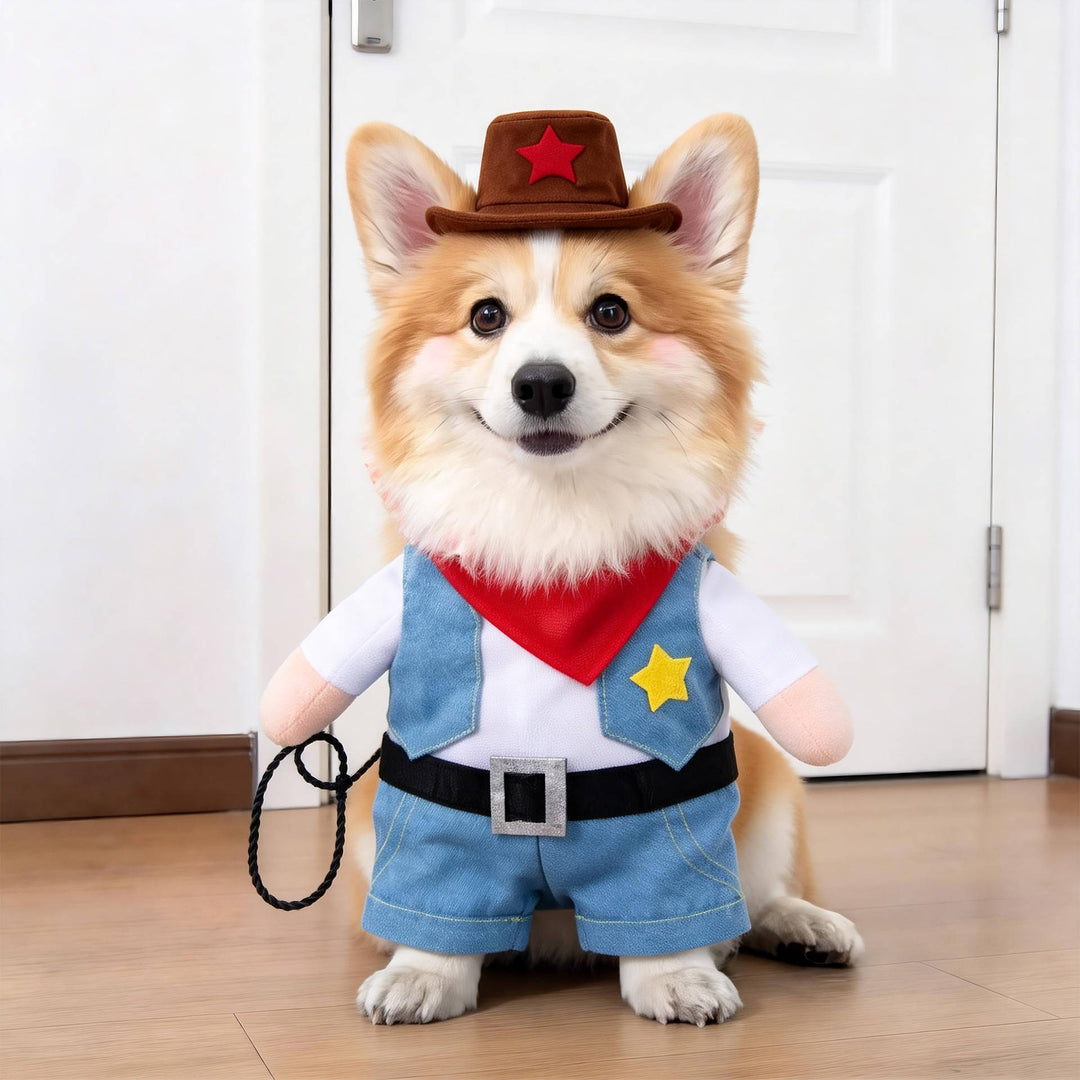 Costume da cane inquietante di Halloween con braccia imbottite per dolcetto o scherzetto