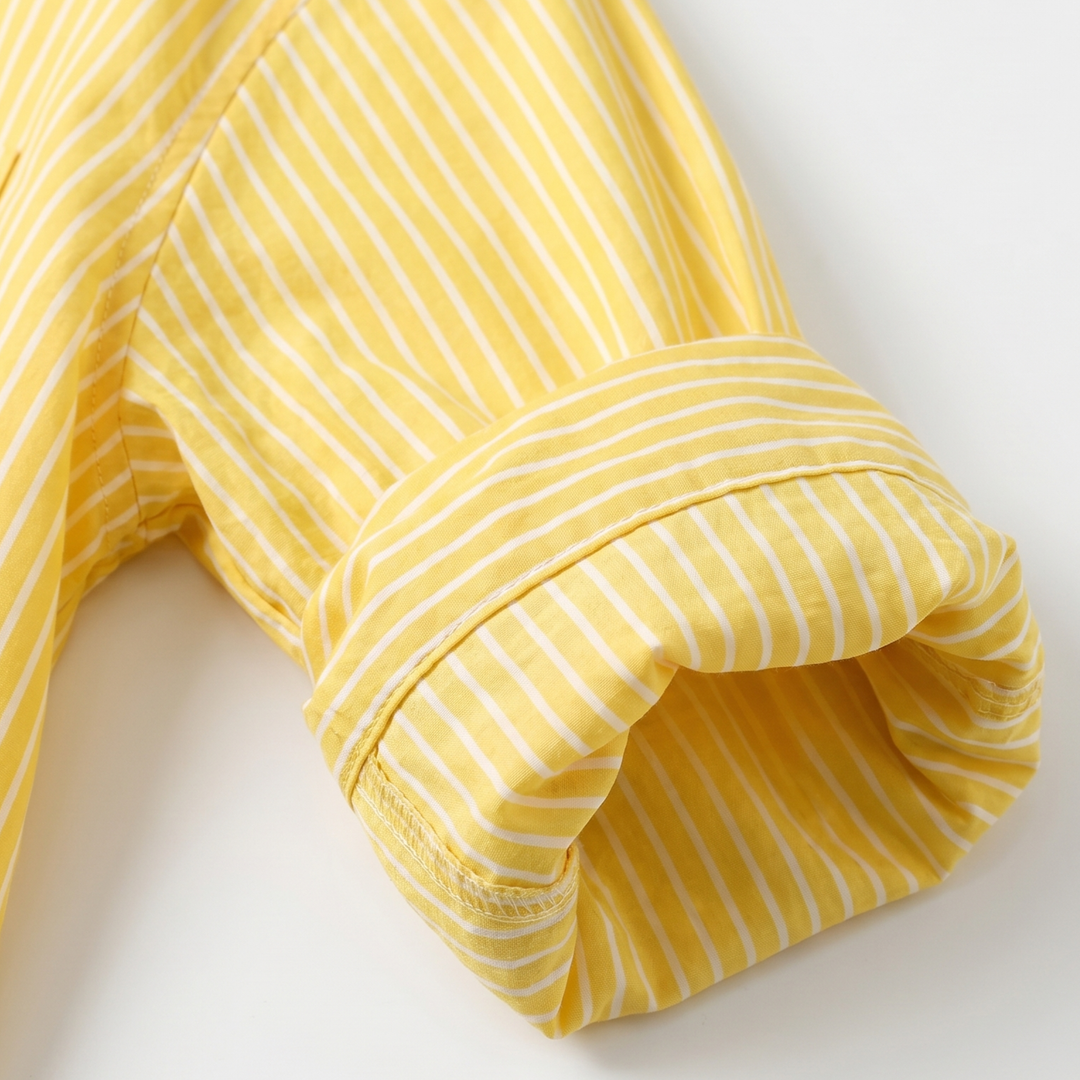 Women's Cotton Stripe Button-Up Top and Elastic Waist Shorts Set
