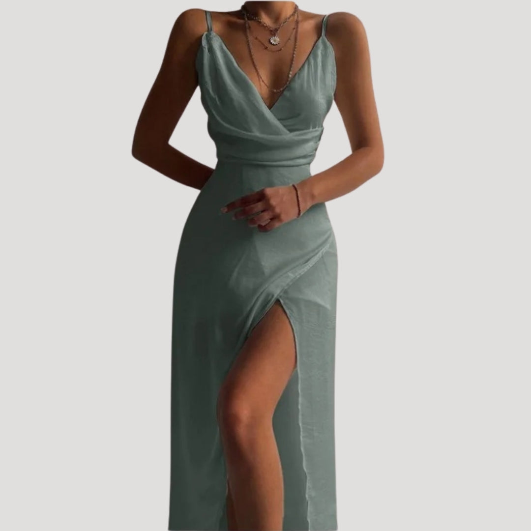 Giulia | Women's Elegant Maxi Dress with Slit for Wedding Guests-The Yellow Prime