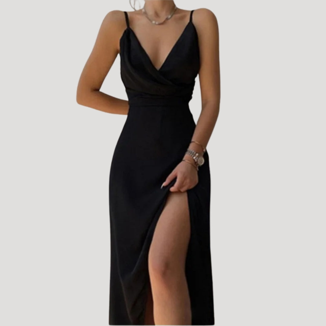 Giulia | Women's Elegant Maxi Dress with Slit for Wedding Guests-The Yellow Prime