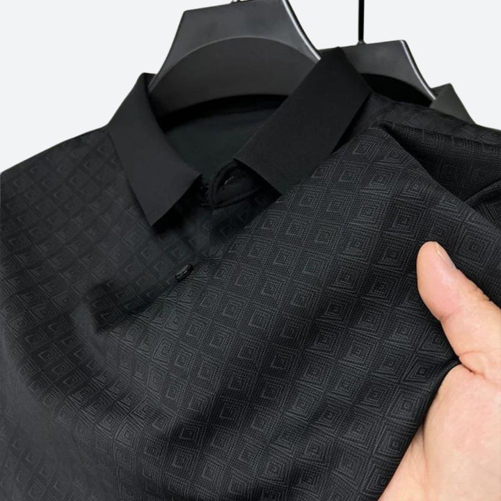 Darlan | Men's Stylish Patterned Silk Polo Shirt-The Yellow Prime